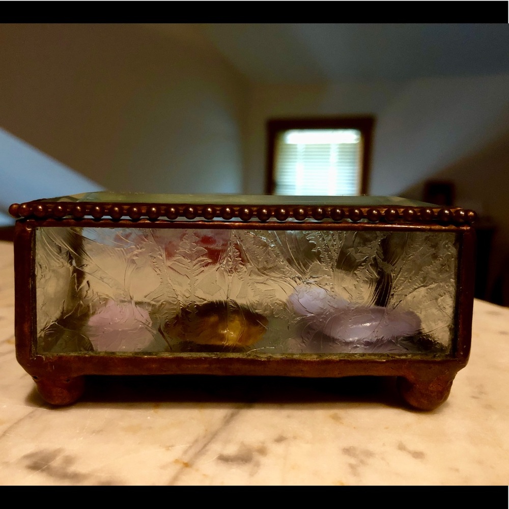 Antique vintage glass jewelry box.